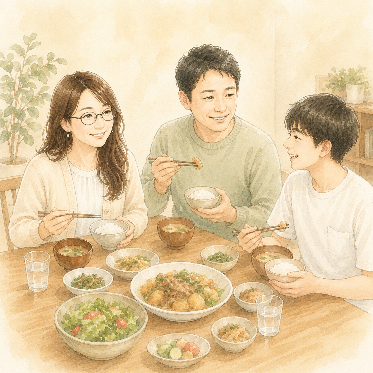 家族みんなで囲む温かい食卓