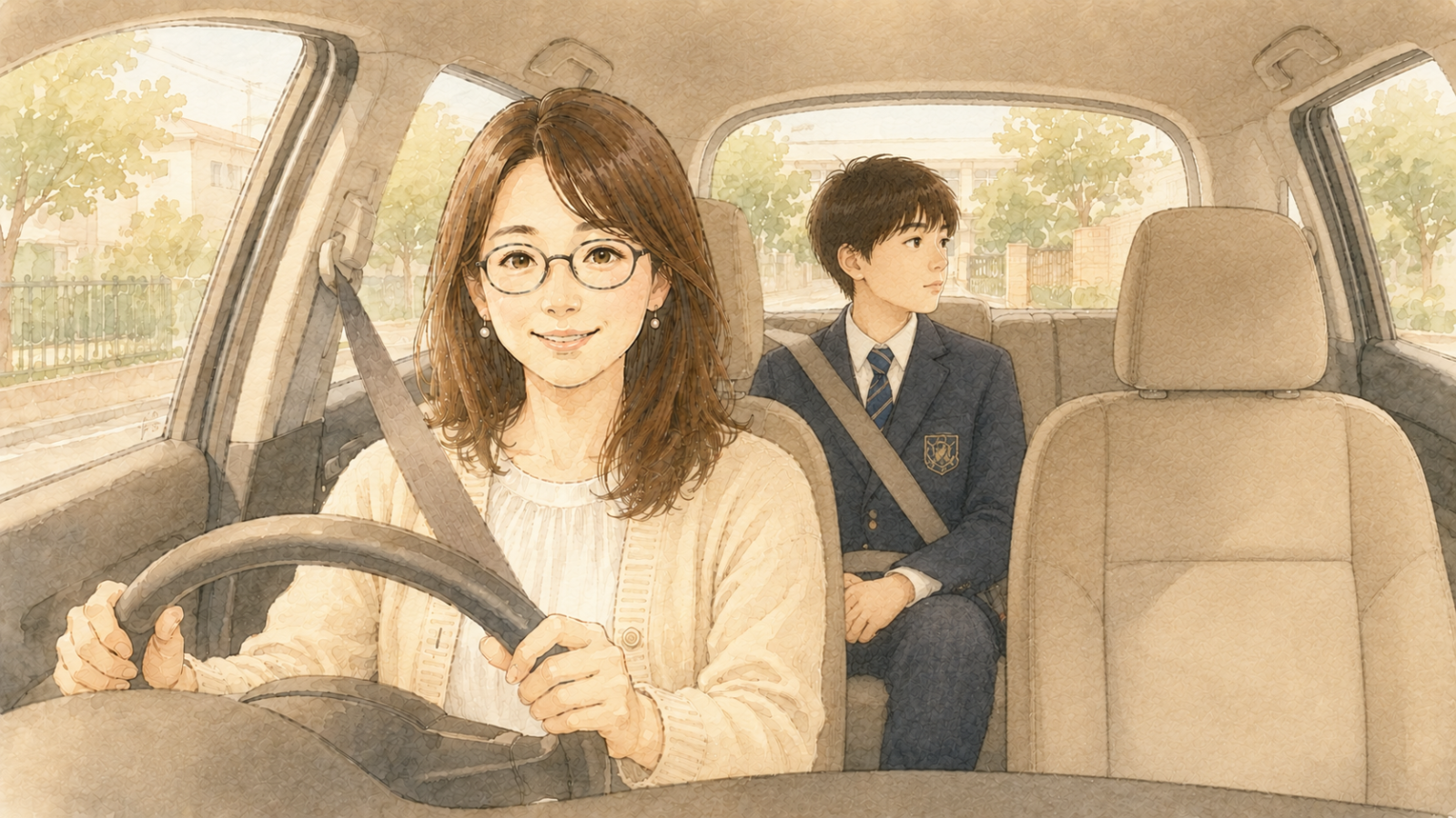 子供を車で迎えに行く、平日のひととき